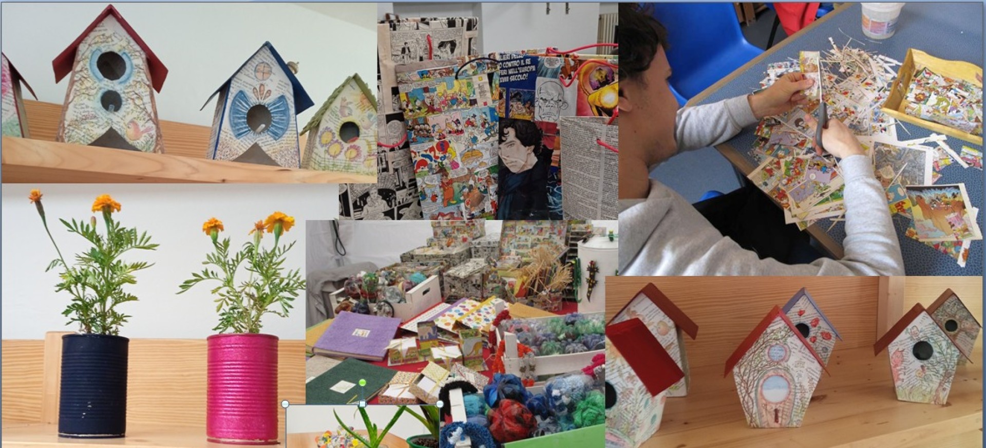 oggetti in carta realizzati nel laboratorio di cartotecnica